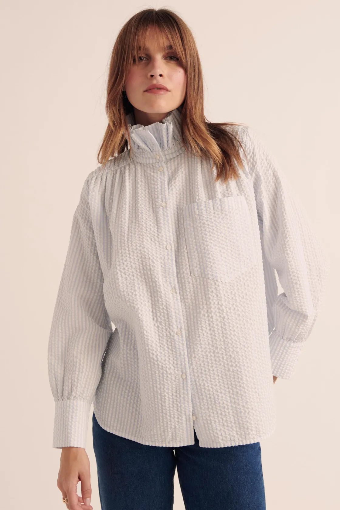 Chemises Et Blouses-Balzac Paris Chemise Léonor Barbour x BP Rayures bleu ciel et écru