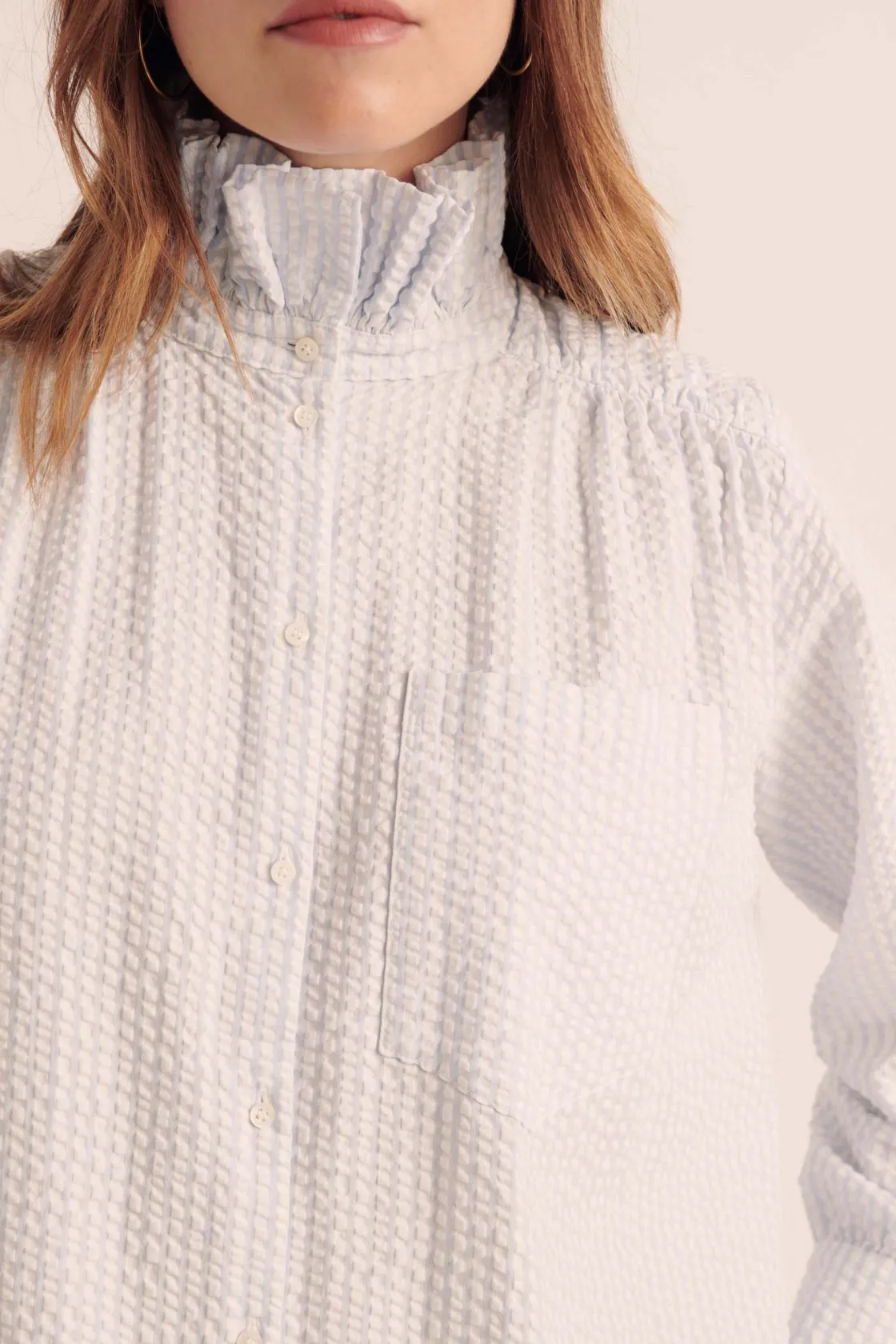 Chemises Et Blouses-Balzac Paris Chemise Léonor Barbour x BP Rayures bleu ciel et écru